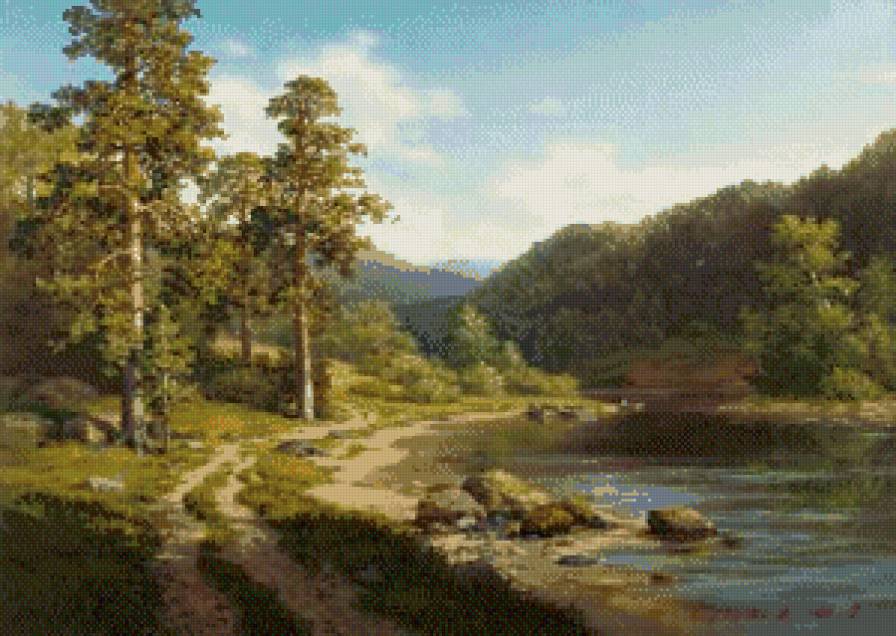 пезаж - картина природа пейзаж река - предпросмотр