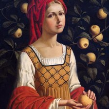 Оригинал схемы вышивки «Девушка с яблоками» (№633184)
