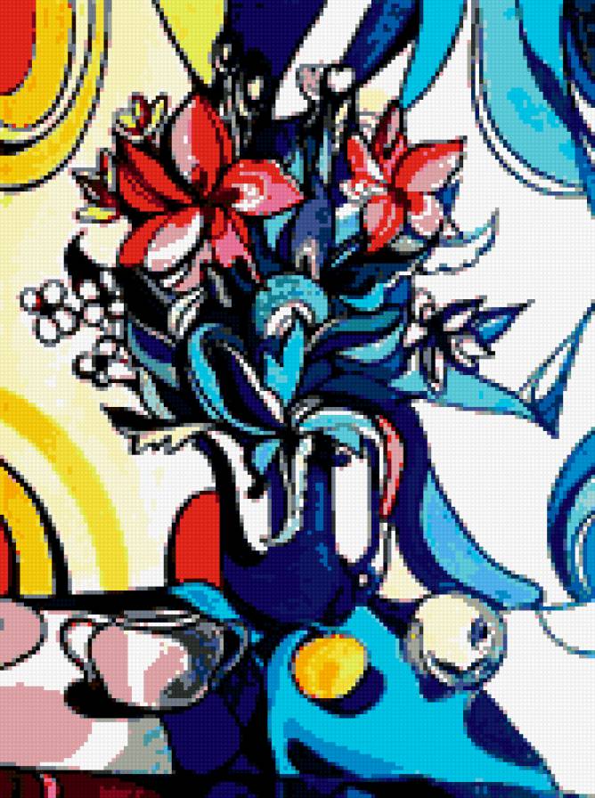 Натюрморт 5 - натюрморт, кухня, картина, фрукты, цветы - предпросмотр