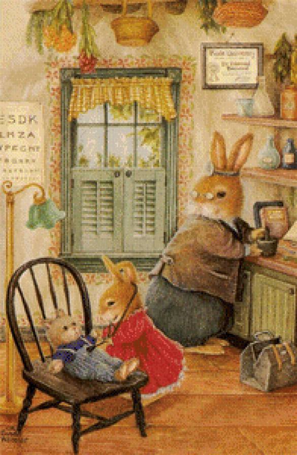 Поход к доктору - кролики, открытка, сказка, открытки - предпросмотр