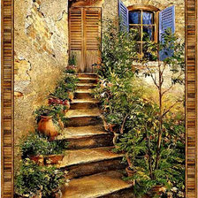 Схема вышивки «в старом дворике»