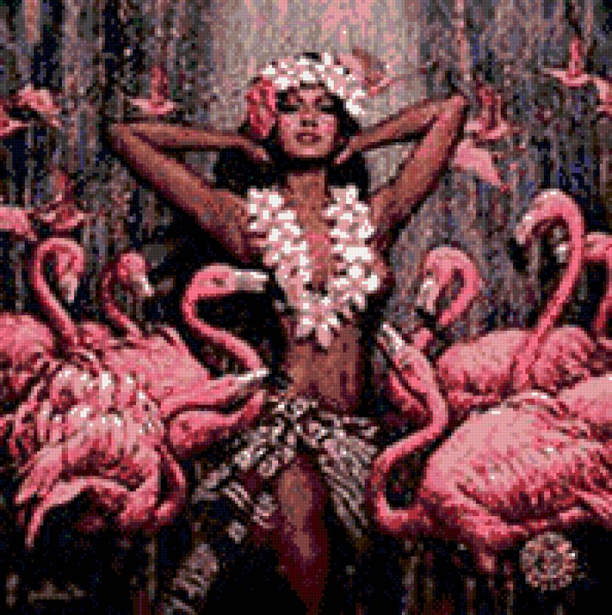 ВОСТОЧНАЯ ДЕВУШКА, - восток, птицы, девушка - предпросмотр