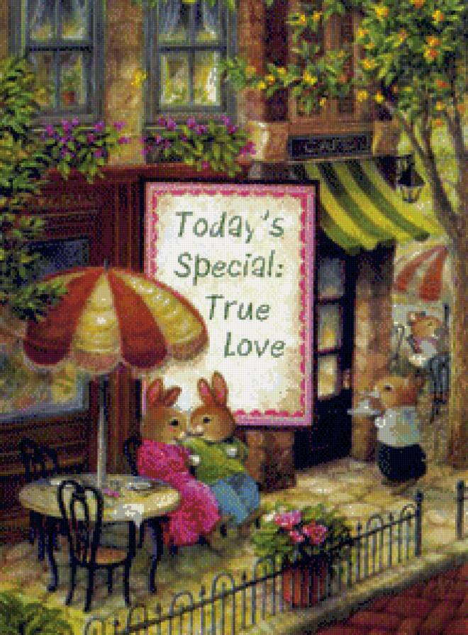 Поход в кафе - кролики, открытки, сказка, открытка - предпросмотр