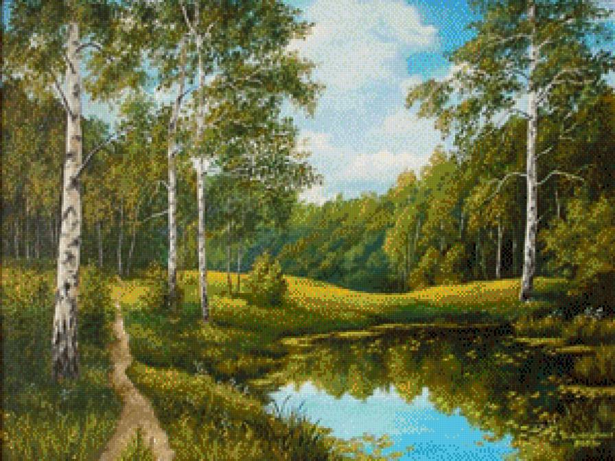 лесной пруд - пейзаж - предпросмотр