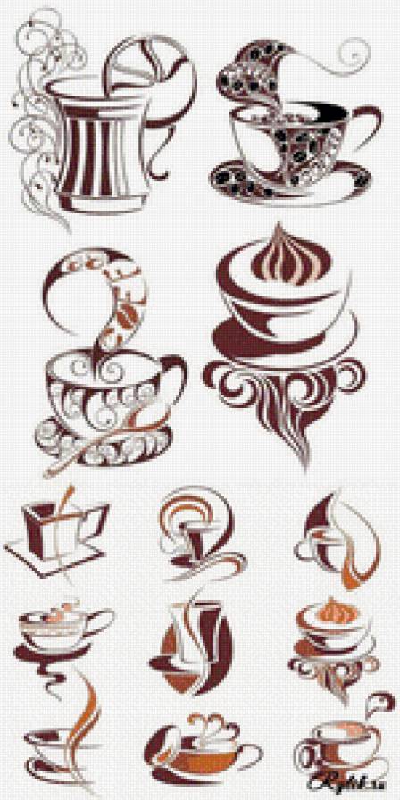 Силуэт чашки - чашки, кружки, чай, силуэт, кофе - предпросмотр