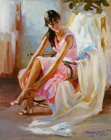 девушка - девушка, живопись, стул - оригинал