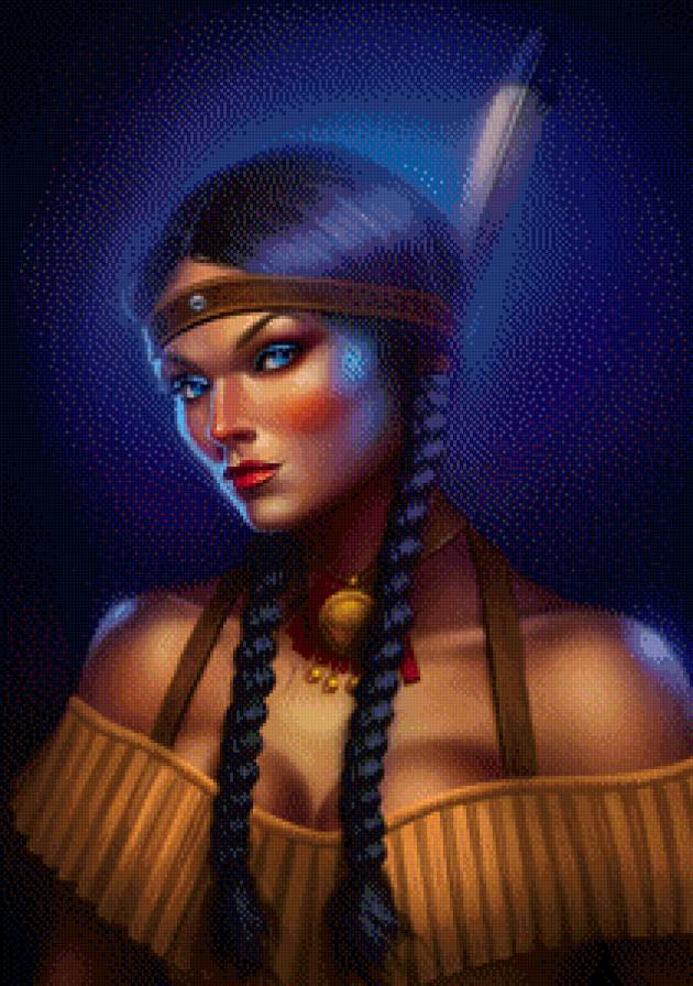 Индейская девушка - девушка, красавица, индейцы - предпросмотр