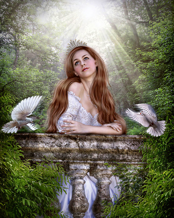 Девушка и голуби - оригинал
