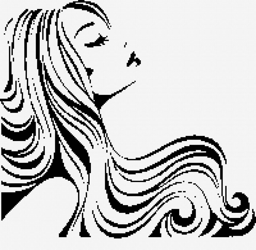 девушка - черно-белое, девушка - предпросмотр