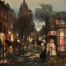 Схема вышивки «Вечерняя улица»