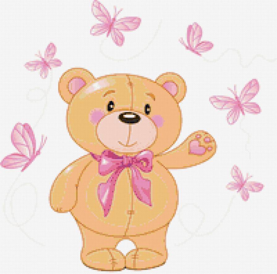 Мишка с бабочками - бабочки, медведь, игрушка, мишка, милый - предпросмотр