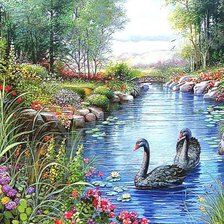 Схема вышивки «лебеди»