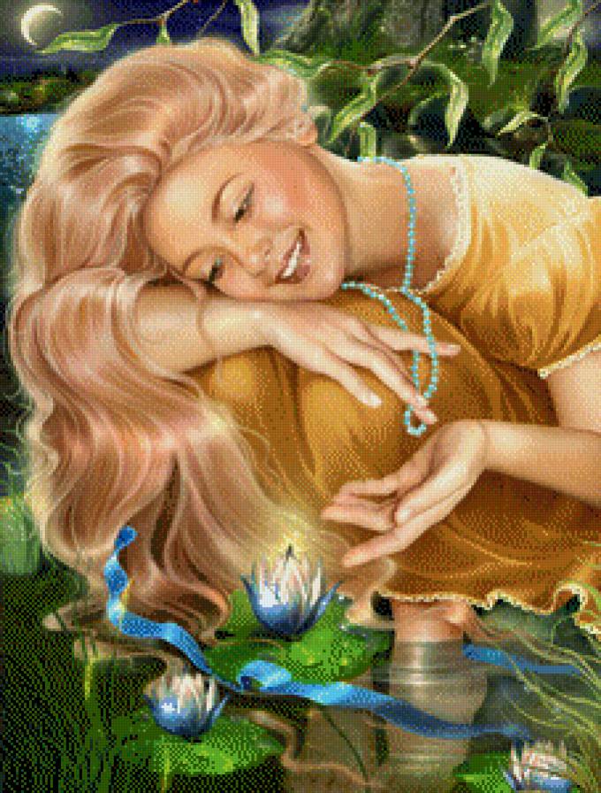 девушка с лотосами - девушки - предпросмотр