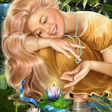 Схема вышивки «девушка с лотосами»