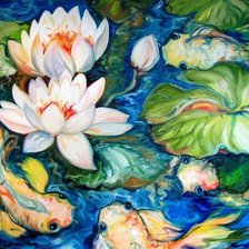 Схема вышивки «Карпы и лотосы»