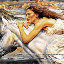 Схема вышивки «девушка на лошади»