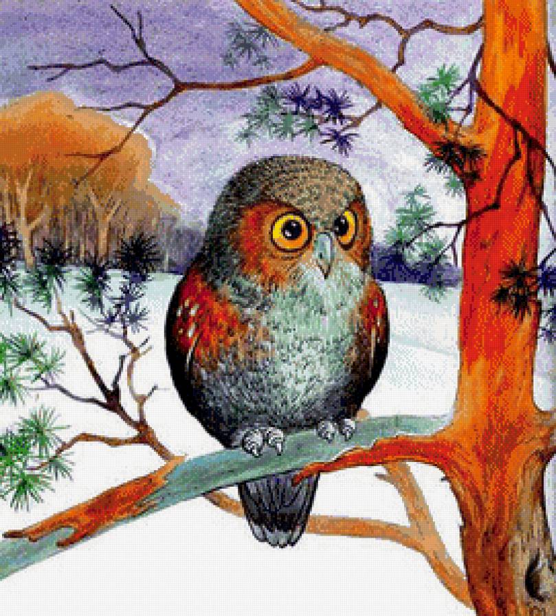 Сова - дерево, птицы - предпросмотр