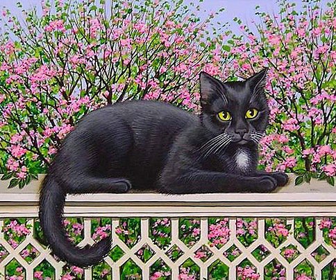 Весенний кот - животные, цветы, весна, кошки - оригинал