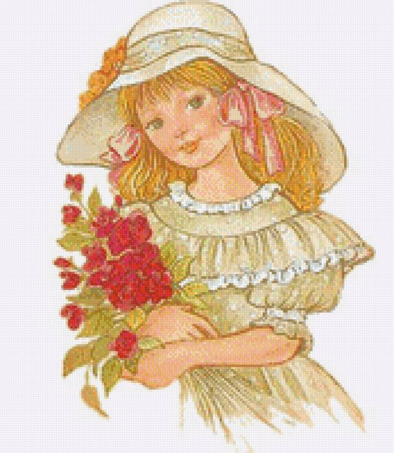 очарование юности - лето, букет, девочка - предпросмотр