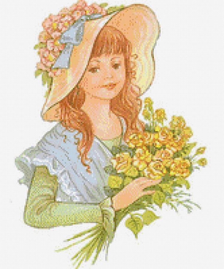очарование юности - лето, девочка, букет - предпросмотр