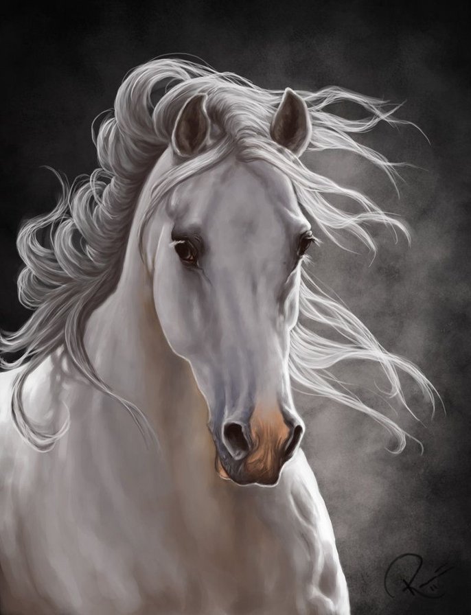 Белая лошадь - животные, лошадь - оригинал
