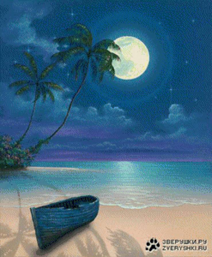 Карибская ночь. - ночь, море, тропики - предпросмотр