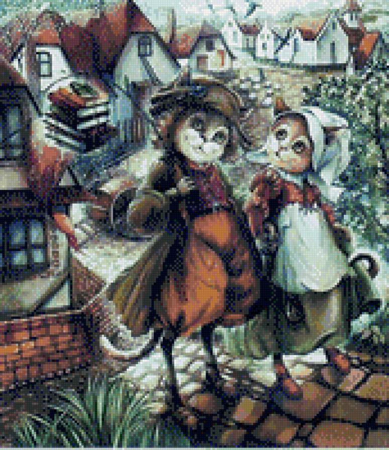 триптих "Коты аристократы-1" - кошки, юмор - предпросмотр