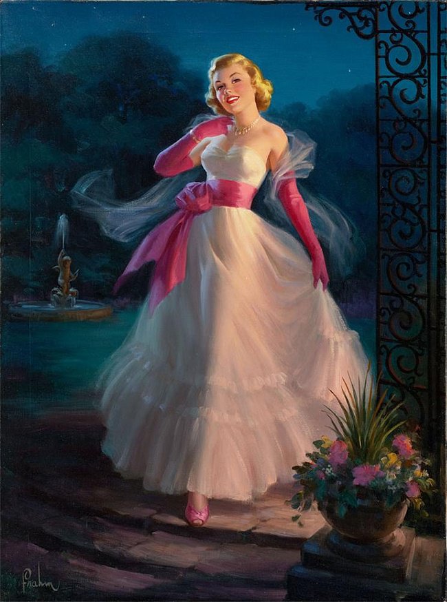 №636190 - бант, женщина, девушка, ретро, улыбка, платье - оригинал