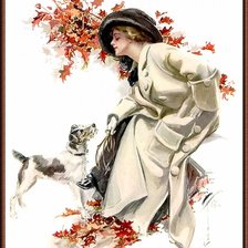 Оригинал схемы вышивки «дама с собачкой» (№636225)