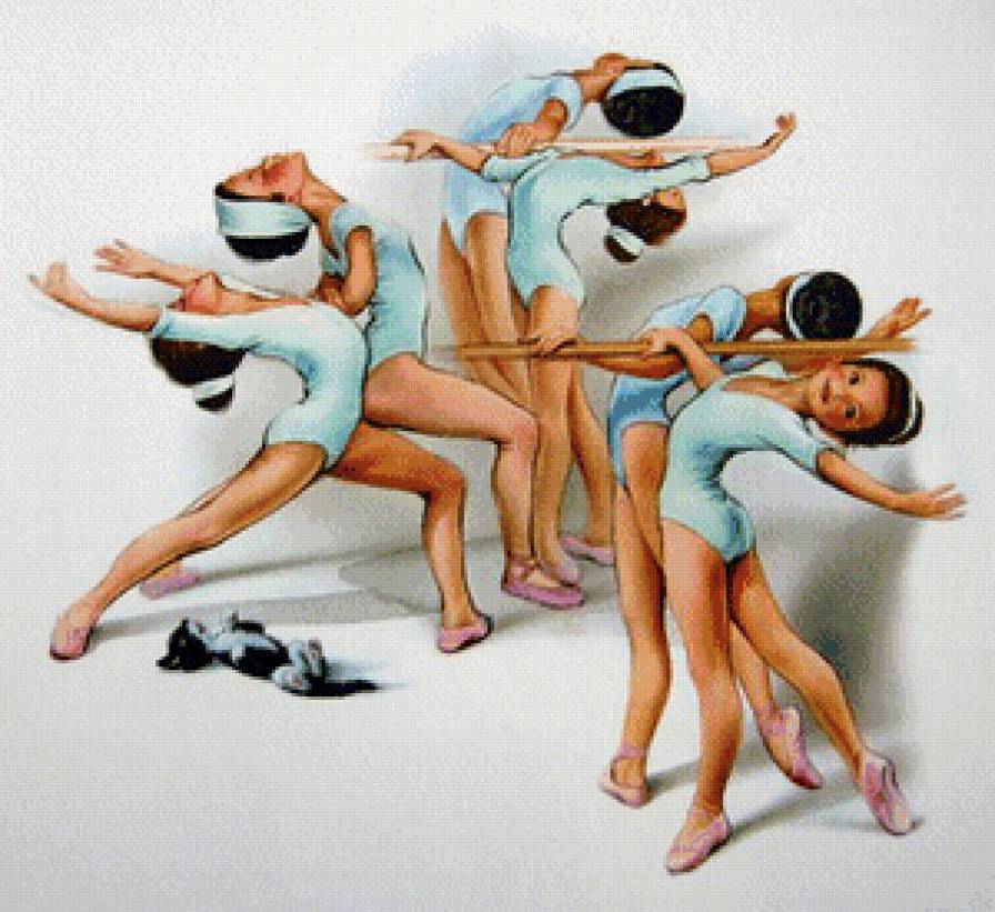 Балет с котенком - балет, животные, кот, девочки - предпросмотр