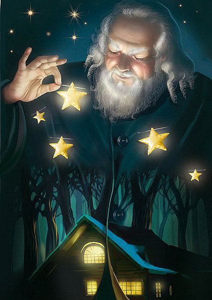 Ночные чудеса - ночь, маг, домик - оригинал