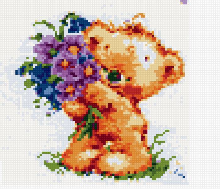 Поздравляю! - мишка, букет - предпросмотр