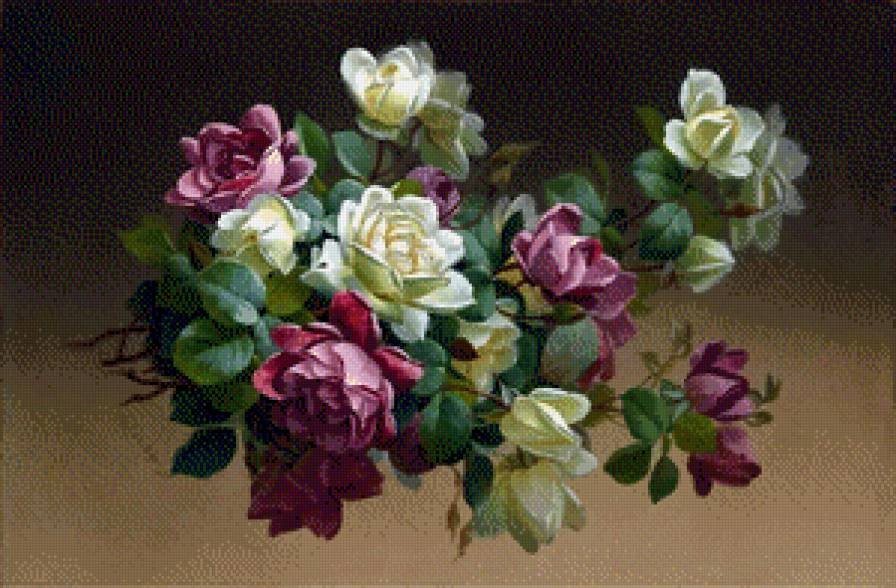 букет с розами - розы, цветы, житвопись, картина, букет - предпросмотр