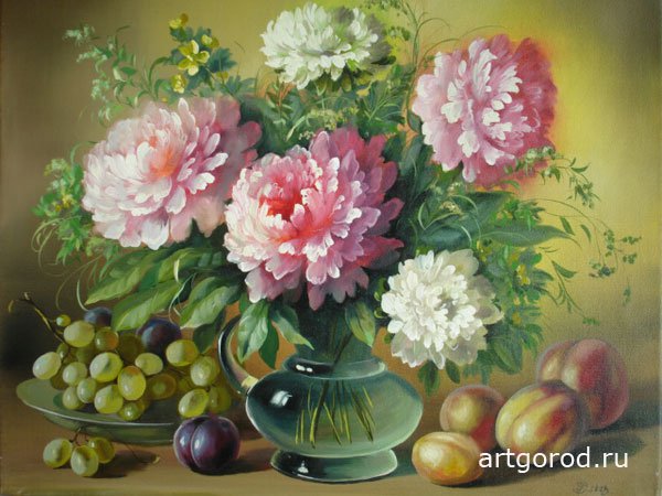натюрморт с пионами - цветы - оригинал