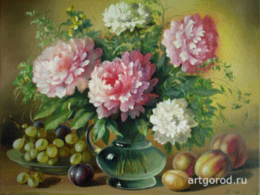 натюрморт с пионами - цветы - предпросмотр