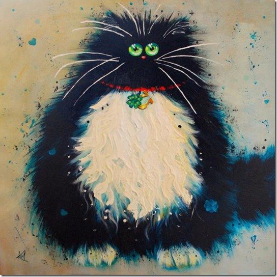 Счастье. Коты от Ким Хаскинс - кот, счастье, подкова - оригинал