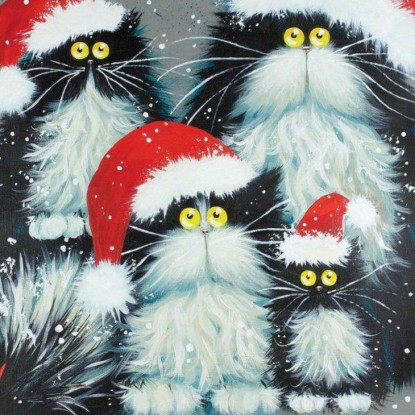 Санта-клаусы. Коты от Ким Хаскинс - новый год, коты - оригинал