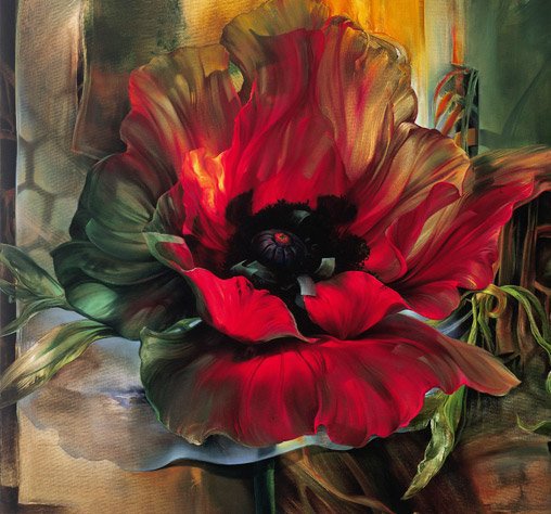 цветок мака - живопись, мак, цветок, арт, панно - оригинал