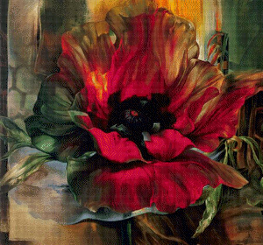 цветок мака - цветок, мак, арт, живопись, панно - предпросмотр