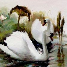 Схема вышивки «Пара лебедей»