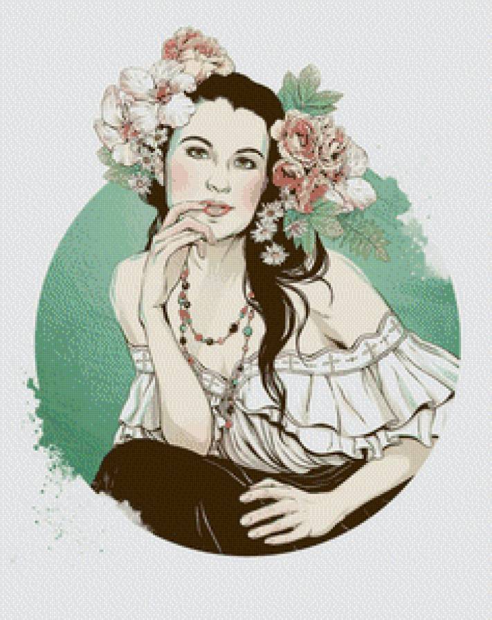 Девушка в цветах - цветы, женщина - предпросмотр