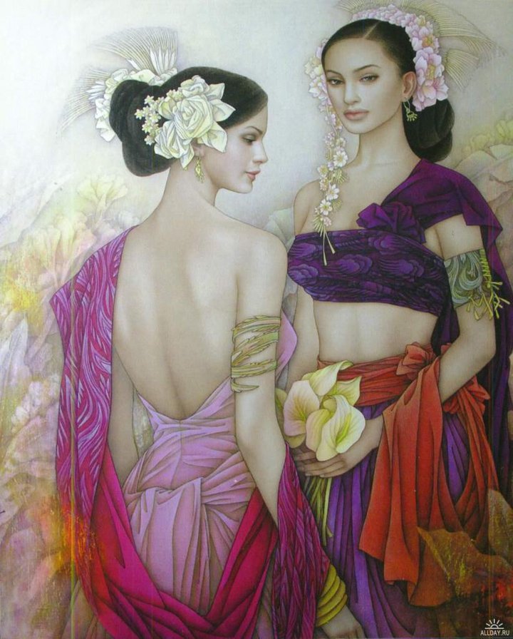 Девушки - красавица, цветы, женщина - оригинал