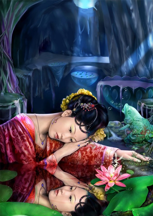 отражение - азия, девушка, китай - оригинал