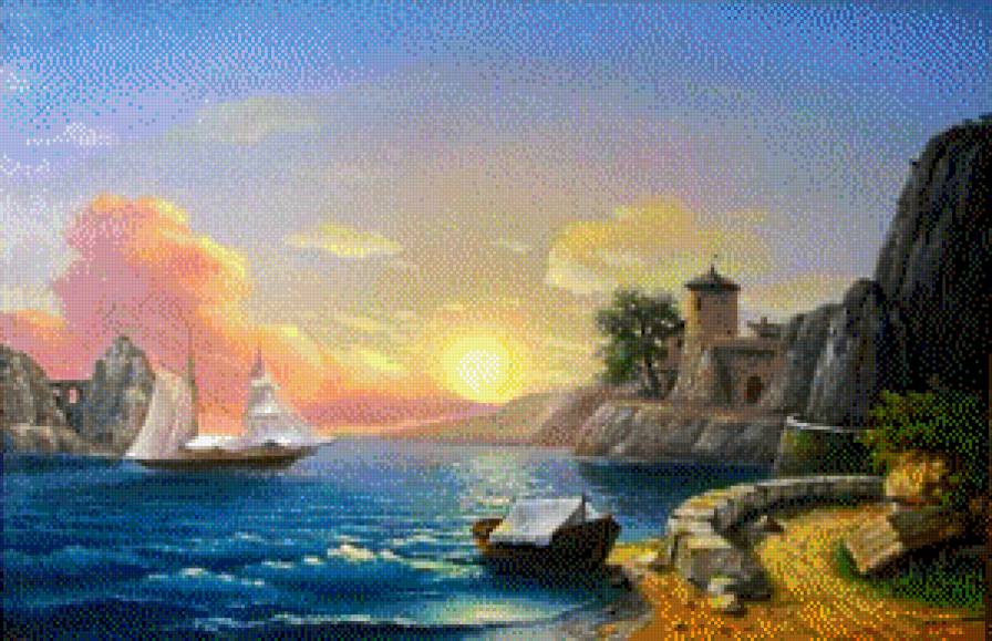 морской закат2 - море, корабль - предпросмотр