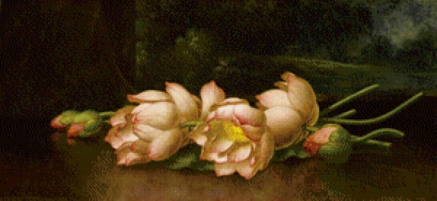 ветка с цветами - ветка, цветы, живопись - предпросмотр