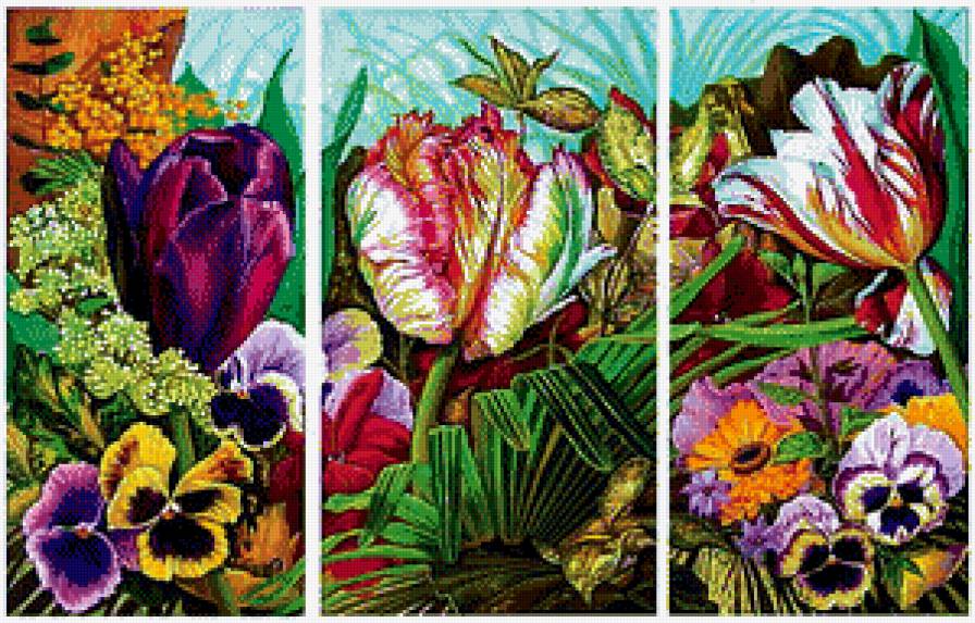 Цветы - триптих, цветы - предпросмотр