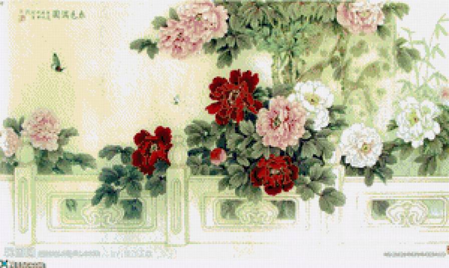 японский мотив - цветы, восток, абстракция, япония - предпросмотр