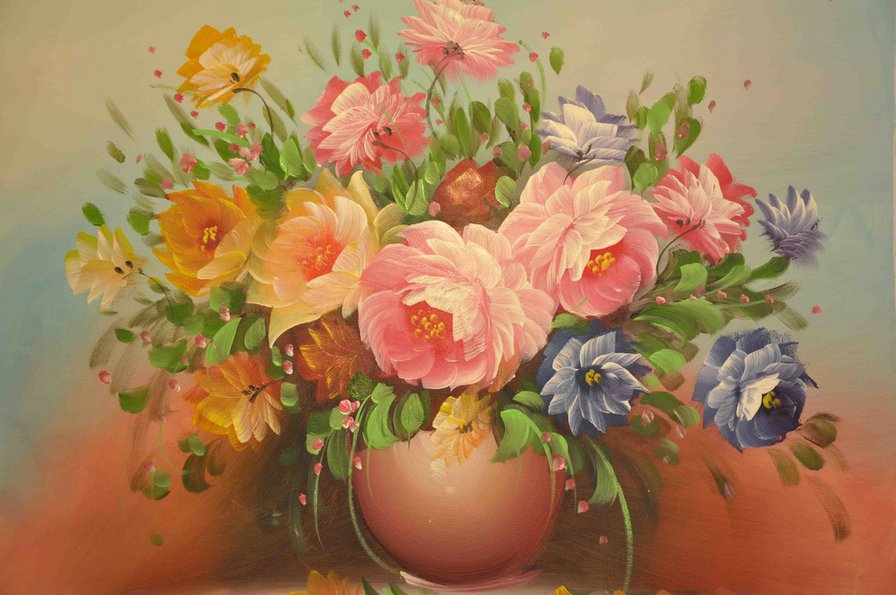 букет в вазе - цветы, акварель, живопись, кухня, букет, ваза - оригинал