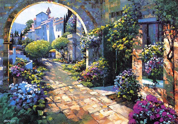 морской городок - живопись, город, пейзаж, лето - оригинал