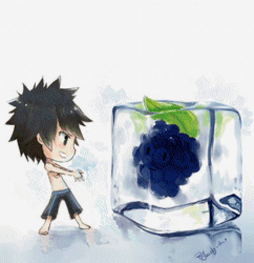 Хвост феи Грей - мальчик, анимэ, ежевика, ягода, чиби, волшебник, лед - предпросмотр